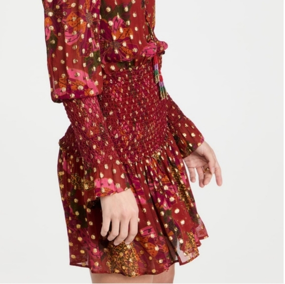 Farm Rio Bannana Flowers Smocked Mini Dress Size Small - Picture 3 of 16